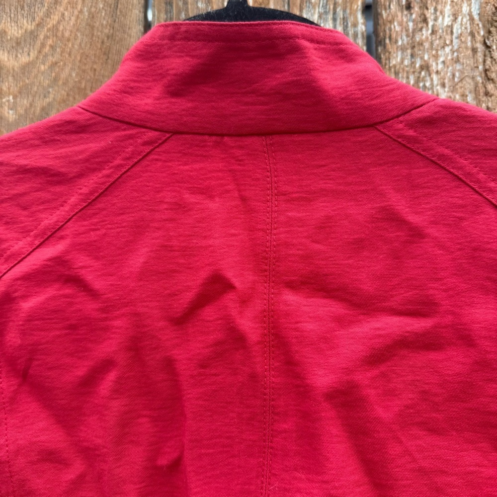Chico's Women’s Red Lightweight Full Zip Fitted Blazer Jacket Size 1 Medium - Picture 10 of 11